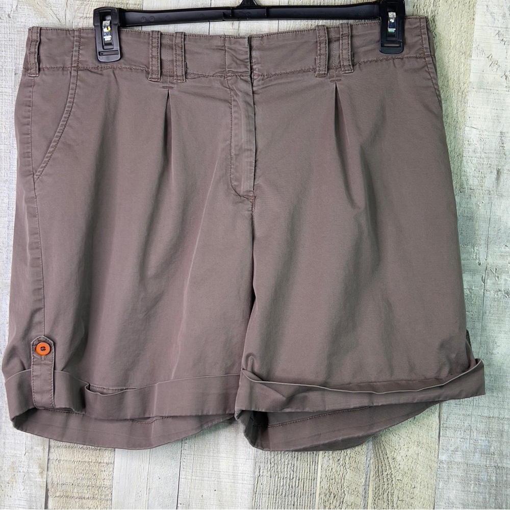 J. Jill Stretch Size 16 Genuine Fit At Waist Fixed Hem Brown Shorts Front Pocket